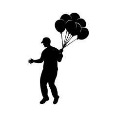 Balloon Seller Silhouette Vector Graphic