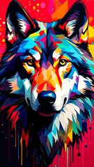 Wolf Head Pop Art Style Bold Comic Illustration