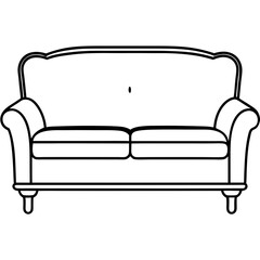 Minimalist Sofa Set Front Outline Vector