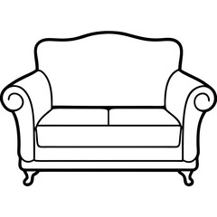 Minimalist Sofa Set Front Outline Vector