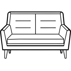 Minimalist Sofa Set Front Outline Vector