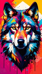 Wolf Head Pop Art Style Bold Comic Illustration