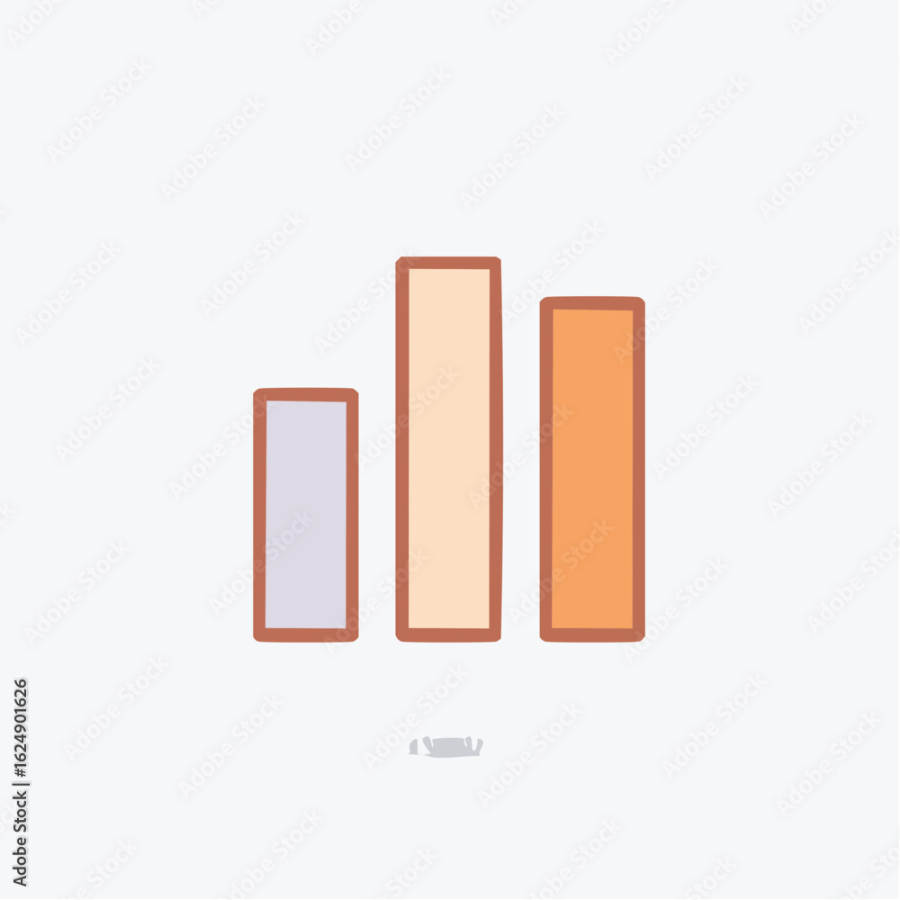 Poster simple graphic of three vertical bars with different heights and colors illustrating growth or data 