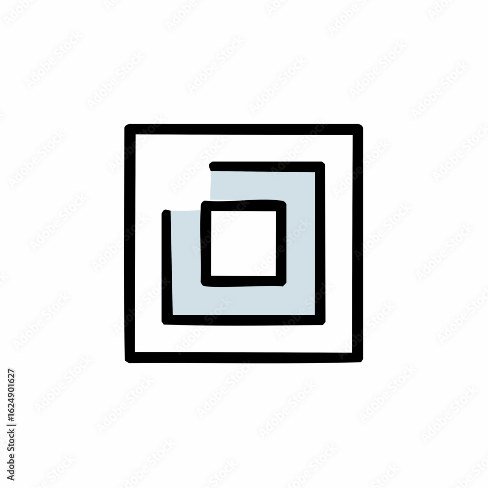 Poster hand drawn abstract nested geometric squares outline icon vector