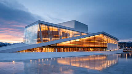 The square in front of the opera house at night