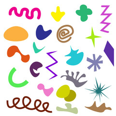 Colorful Memphis Abstract Vector Shapes