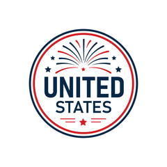United States Patriotic Fireworks Emblem Vector