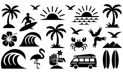 vector set of tropical island icons