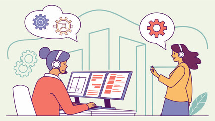 Technical support team working on computers providing customer service assistance online remote help desk