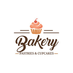 Bakery Pastries and Cupcakes Script Vector Logo