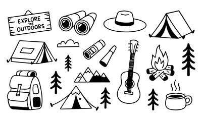 camping and travel icons