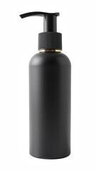 Sleek black pump bottle for liquid products, ideal for cosmetics or personal care items, showcasing modern design and functionality