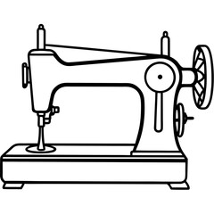 Vintage Sewing Machine on Table – Art Vector