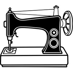 Vintage Sewing Machine on Table – Art Vector