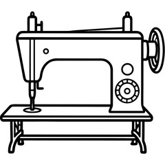Vintage Sewing Machine on Table – Art Vector