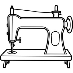 Vintage Sewing Machine on Table – Art Vector