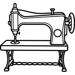 Vintage Sewing Machine on Table – Art Vector