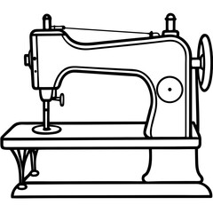 Vintage Sewing Machine on Table – Art Vector