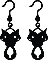 cat earrings laser cut template silhouette