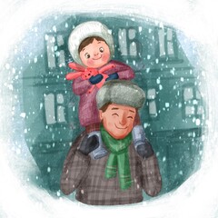  christmas time with dad and daughter