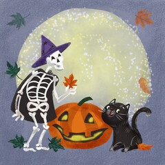 Halloween  characters at party 