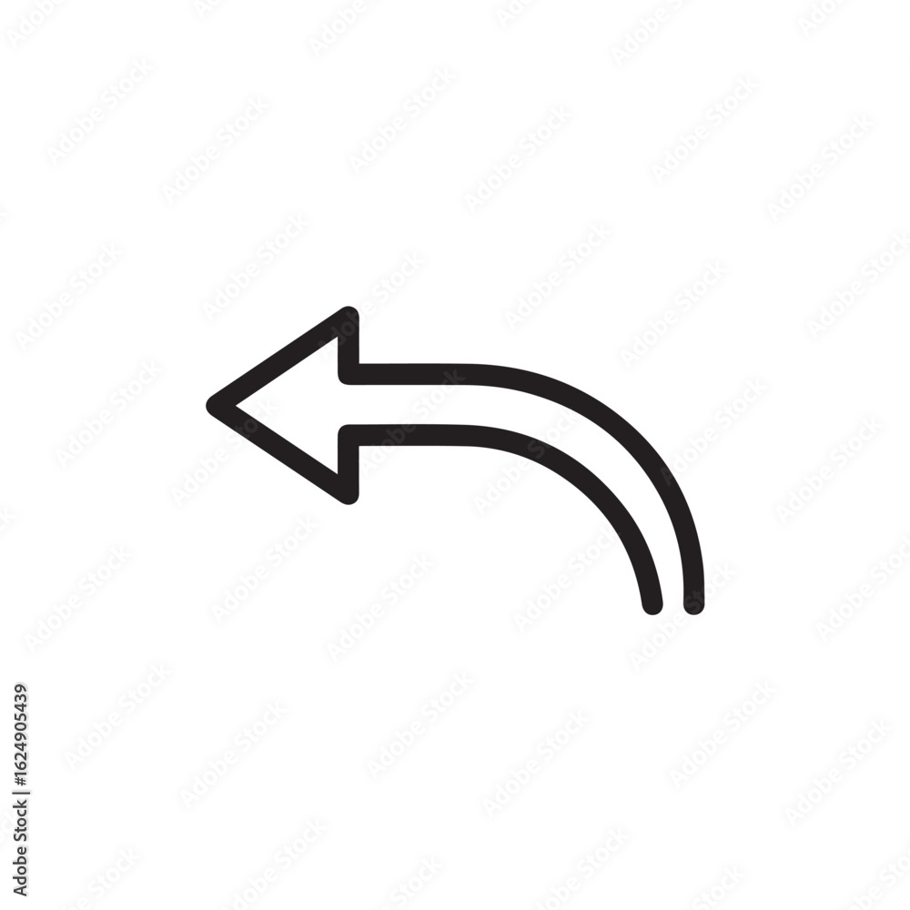 Poster vector art of curved arrow pointing left isolated on white background