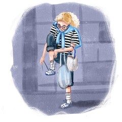 young women walking on street