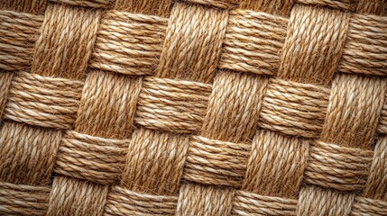 Obraz premium Tan sisal background pristine material overhead perspective natural jute fiber weaving warm sandy colors seamless texture negative space text overlays