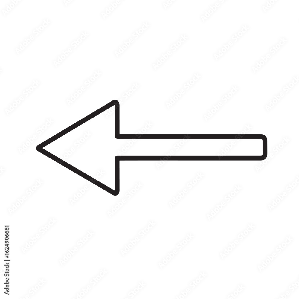 Poster vector art of simple outline arrow pointing to the left on a transparent background