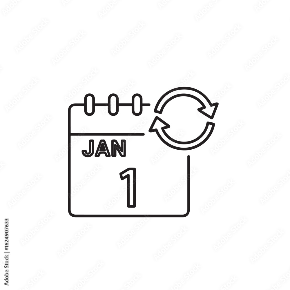 Poster vector art of calendar icon with refresh symbol isolated on white background
