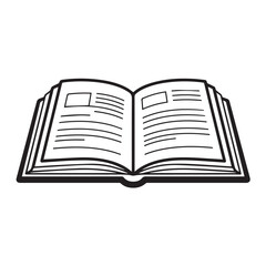 Vector art of open book with text outline icon