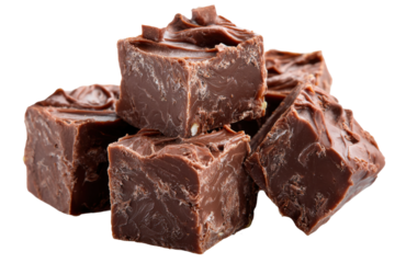 Delicious chocolate fudge kitchen food photography indoor close-up. Isolated on transparent background, png.