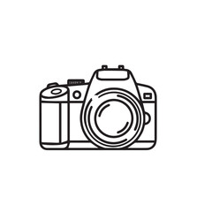 Vector art of outline of a professional camera, representing photography and imaging