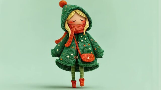 Cute 3D Doll Character in Colorful Whimsical Animation Playful Stop Motion Fun