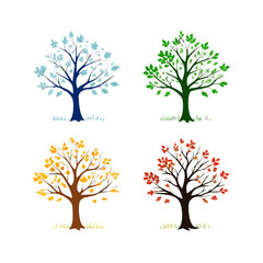 Four Seasons Silhouette Tree SVG - Minimalist Vector Icon