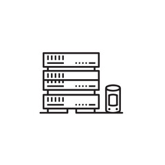 Vector art of server rack and database icon isolated on white background