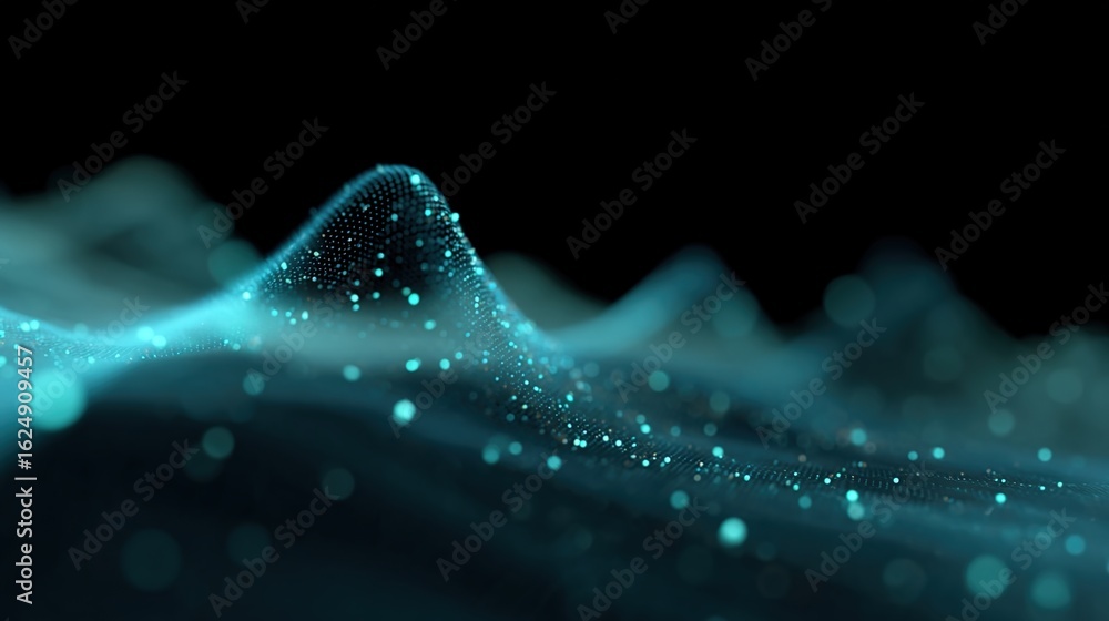 Poster abstract blue futuristic wave: a mesmerizing digital render of a dynamic wave formation in shades of