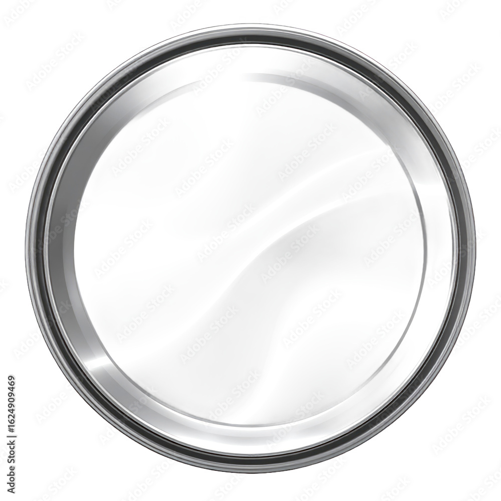 Poster silver metallic circular emblem with wavy texture on transparent background