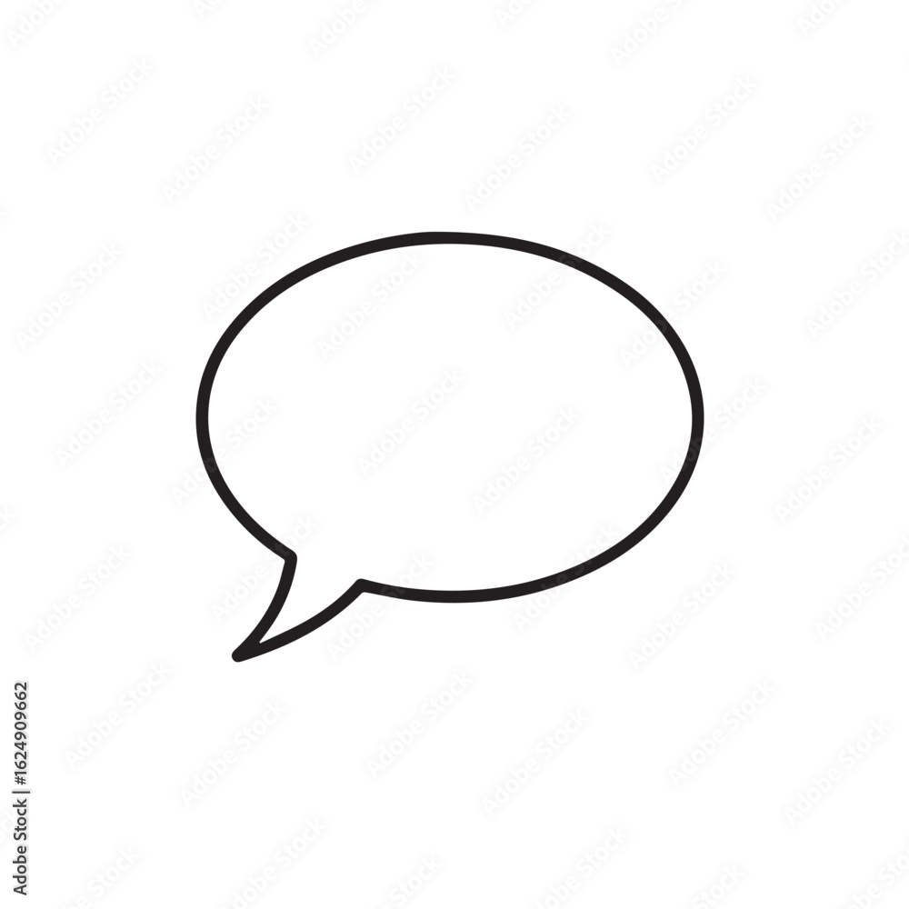 Poster vector art of outline speech bubble icon for communication isolated on transparent background