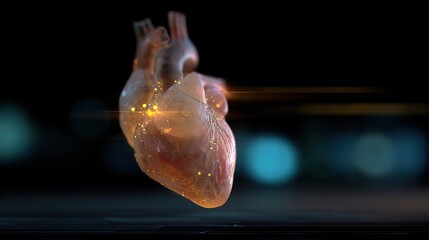 Heart of Science: A hyperrealistic and visually stunning depiction of the human heart, rendered with precision and bathed in a mesmerizing glow.