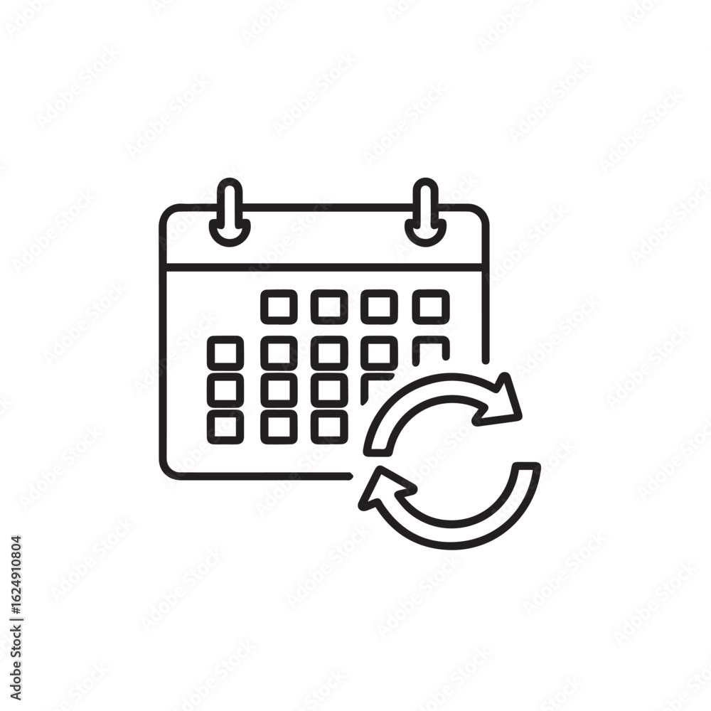 Poster vector art of calendar icon with refresh symbol, representing scheduling and planning