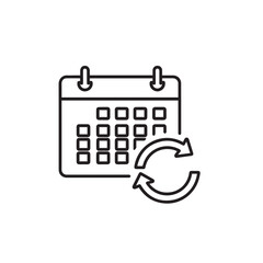 Vector art of calendar icon with refresh symbol, representing scheduling and planning
