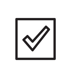 Vector art of black check mark inside a square box, isolated on white background