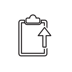 Vector art of clipboard with an upload arrow icon, isolated on white background