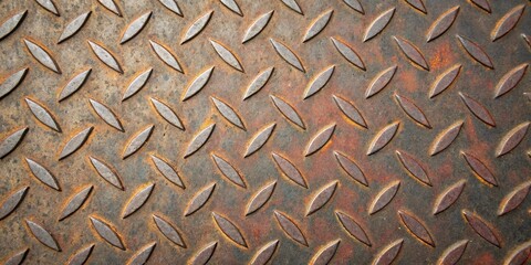 Rusty metal diamond plate texture background with a vintage, industrial feel, perfect for adding a touch of grunge to your designs