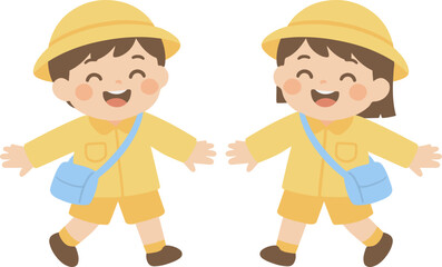 Happy Kindergarten & Preschool Character Set, Welcoming Mascot for School Events, Children's Day and Back to School Illustration.