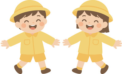 Happy Kindergarten & Preschool Character Set, Welcoming Mascot for School Events, Children's Day and Back to School Illustration.