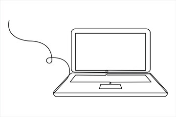 One continuous line drawing of laptop design vector