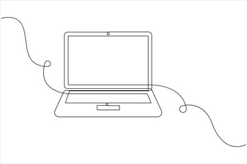 One continuous line drawing of laptop design vector
