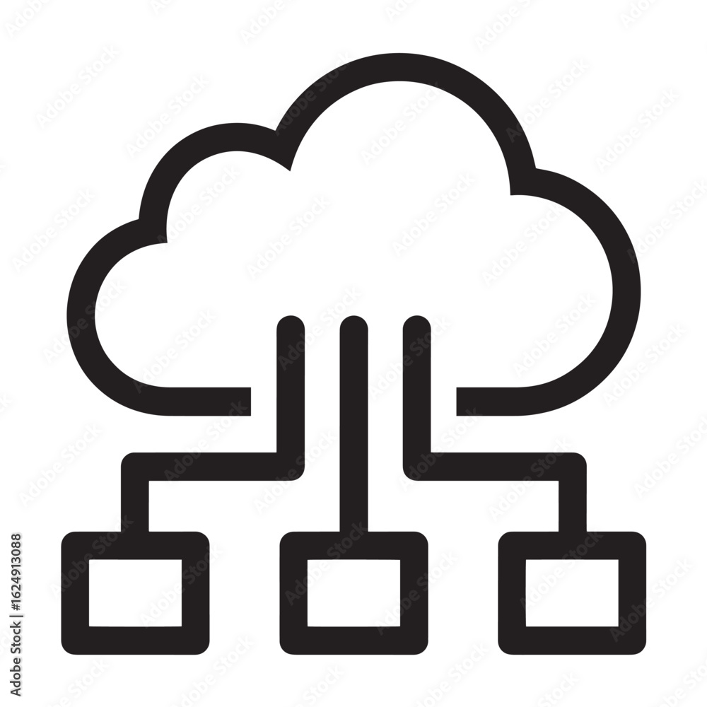 Poster black cloud network connection icon data technology